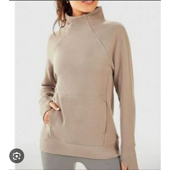 Fabletics Zaylee Funnel Neck Tunic Sweatshirt Sz XL Kangaroo Pocket Soft Lining - Picture 1 of 10